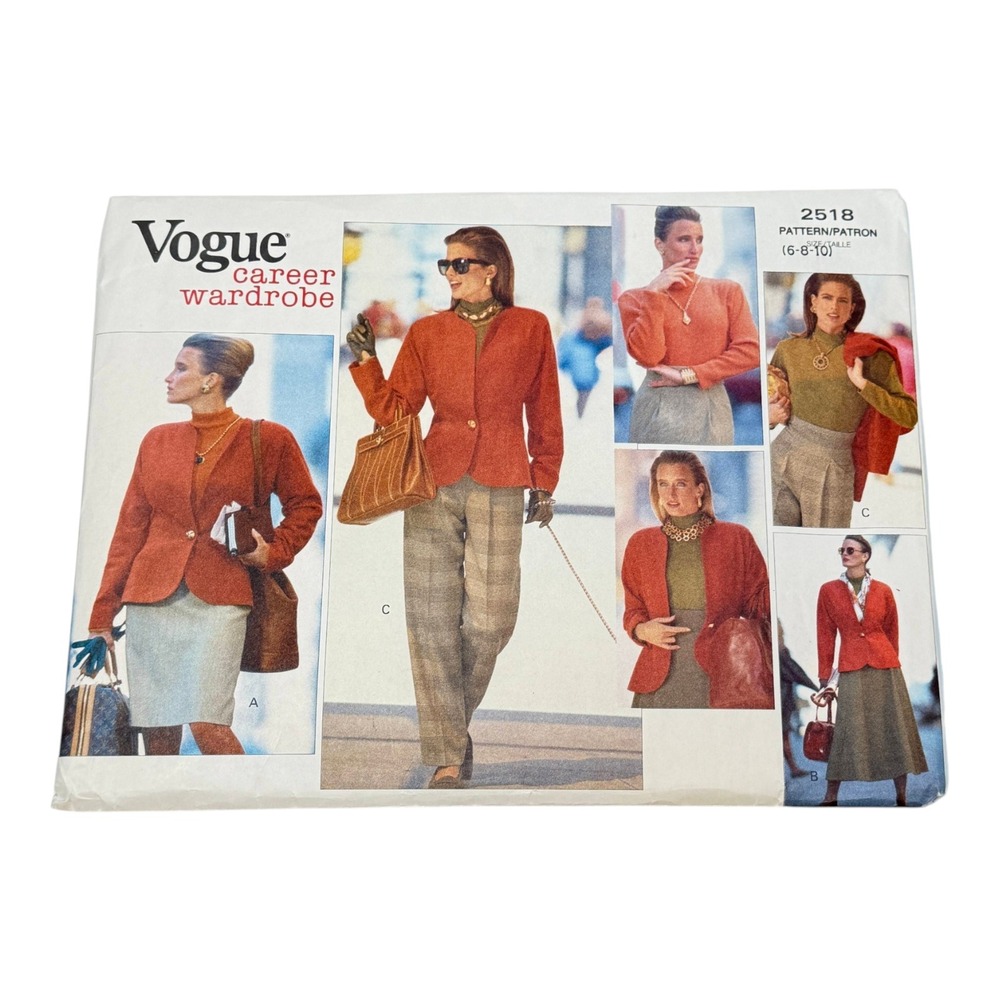 Vogue 2518 Sewing Pattern Jacket Top Skirt Pants Size 6-8-10 Wardrobe New Uncut
